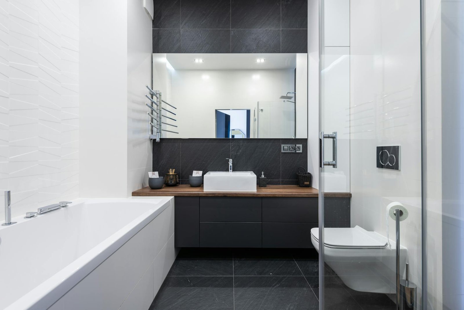 black bathroom fixtures vs chrome fixtures in glasgow bathrooms